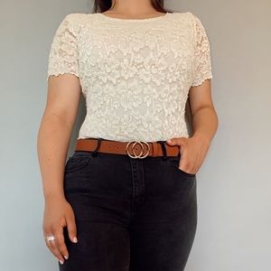 Cream Flower pattered Blouse